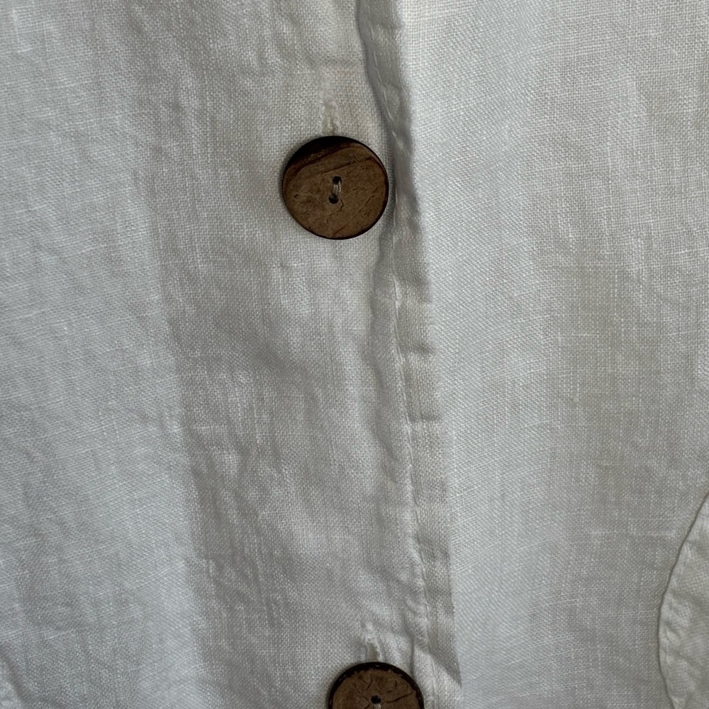 WHITE LINEN (MADE IN ITALY) HOODED TOP/COVERUP - Picture 3 of 7